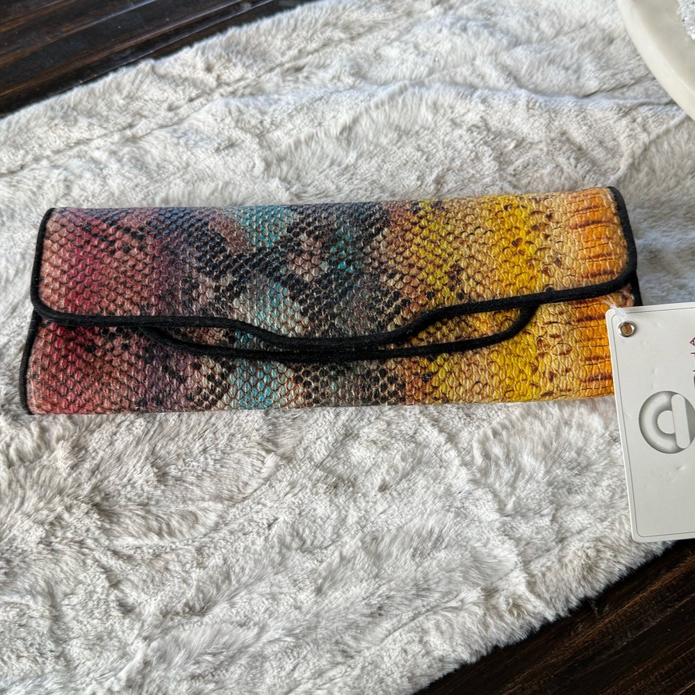 Big Buddha Vibrant Snake Print Clutch NWT